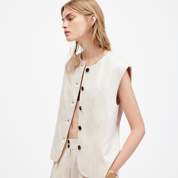 All Saints Cream Button Down Shirt - Picture 1 of 12